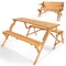 2-in-1 Picnic Table & Bench Set, Outdoor Wooden Folding with Umbrella Hole